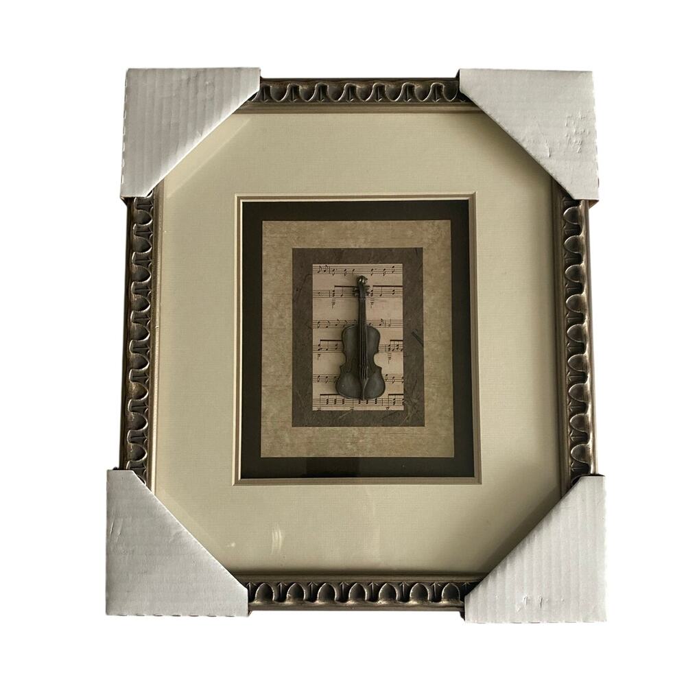 Framed Musical Instrument Art Piece Featuring the Violin